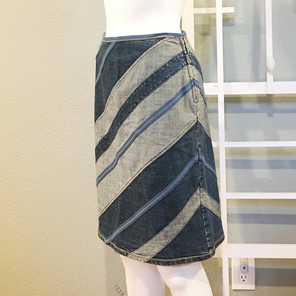 Diagonal Pieced Denim Skirt | Nine West - Picture 1 of 4
